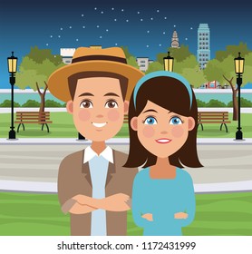 Young couple cartoons