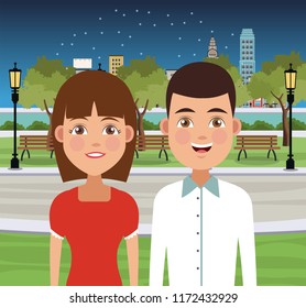 Young couple cartoons