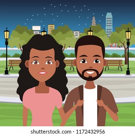 Young couple cartoons