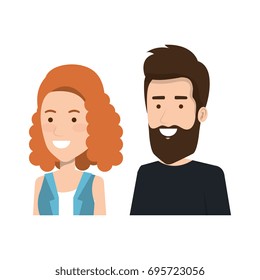 young couple character standing people