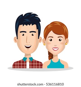 young couple characters icon