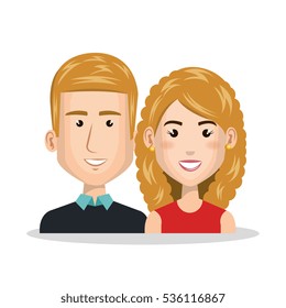 young couple characters icon
