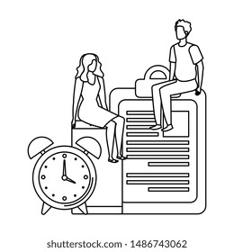 young couple with checklist characters