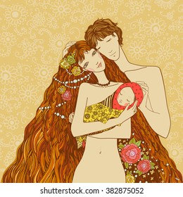 a young couple with a child