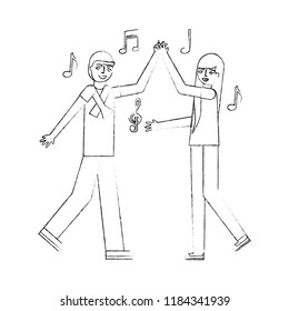 young couple dancing avatar character