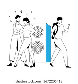 young couple dancing avatar character icon vector illustration design