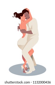 Young couple dancing bachata, merengue or latin music