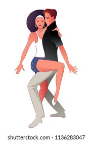 Young couple dancing bachata, merengue or latin music