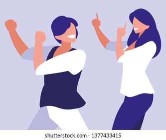 young couple dancing characters