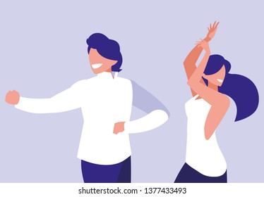young couple dancing characters