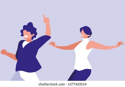 young couple dancing characters