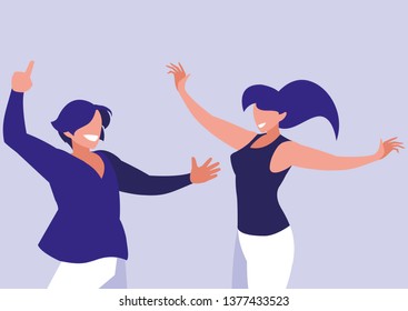 young couple dancing characters