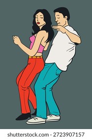 Jovem casal dançando dancehall de uma forma sensual