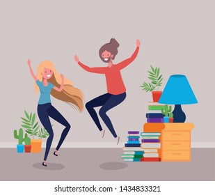young couple dancing in the livingroom
