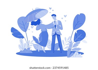 Pareja Joven Bailando Enamorada.