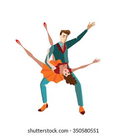 Young couple dancing rock 'n' roll, vector illustration in a 
cartoon style