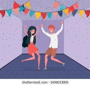 young couple dancing in the room