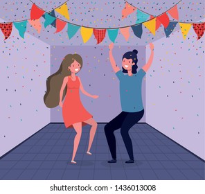 young couple dancing in the room