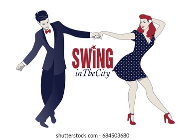 Young couple dancing swing, lindy hop or rock and roll