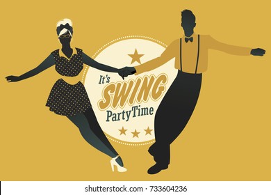 Young couple dancing swing, rock or lindy hop