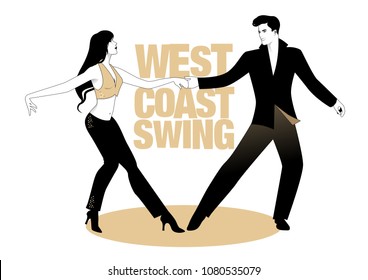 Young couple dancing swing. West Coast Style