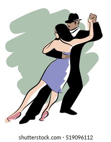 Young couple dancing tango