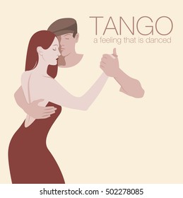 Young couple dancing tango. Space for text.