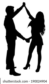 Young couple dancing, vector 