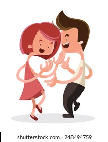 Young couple dancing vector illustration cartoon character