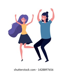 young couple dancing in white background