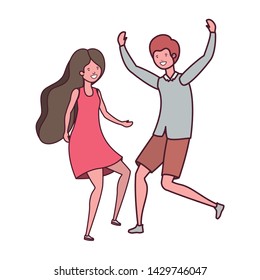 young couple dancing in white background