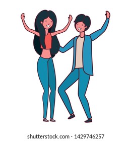 young couple dancing in white background