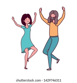 young couple dancing in white background