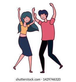 young couple dancing in white background