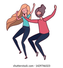 young couple dancing in white background
