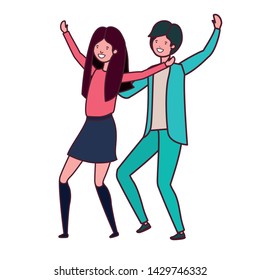 young couple dancing in white background