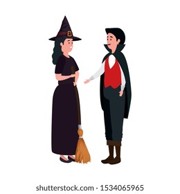 young couple disguised avatar character vector illustration design