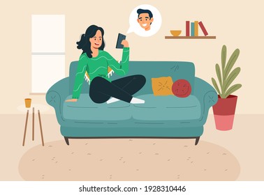 Young couple doing video conference talk, concept illustration.