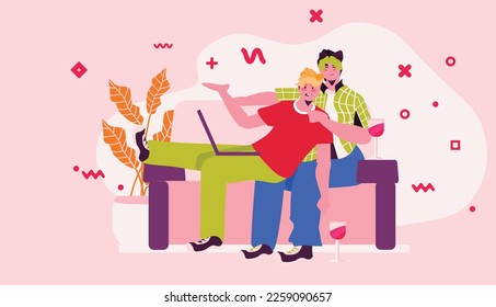 young couple drinking wine and having fun generation Z lifestyle concept new modern demography trend