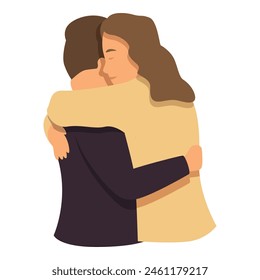 Young couple embrace icon cartoon vector. Adult support. Male and female joy