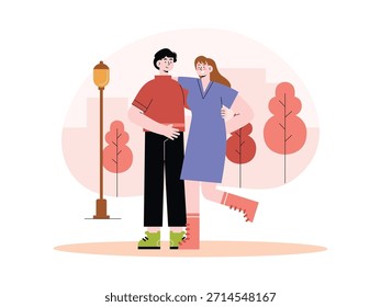 Young couple embracing passionately