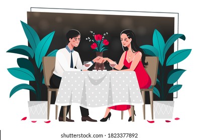 Young couple enjoying a romantic dinner date
