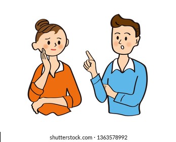 Young couple exchanging views