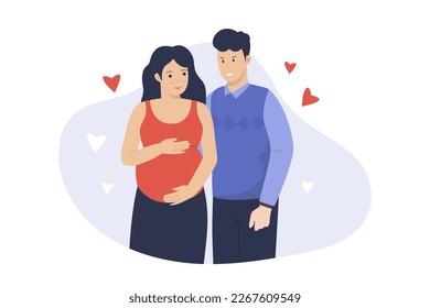 Young couple expecting a child birth. Illustration for websites, landing pages, mobile apps, posters and banners. Trendy flat vector illustration