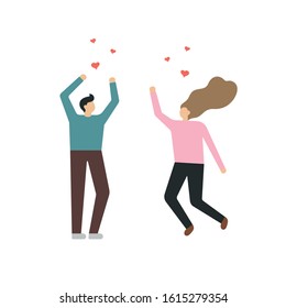 Young Couple. Female and Male Characters. Flat Cartoon Vector Illustration.