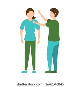 young couple friends avatars characters vector illustration design