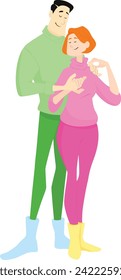 Young couple girl and guy hugging. Caring and love