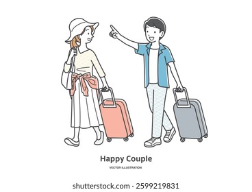 young couple going on a trip