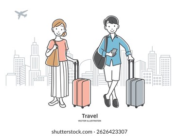 jovem casal viajando