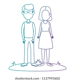 young couple in grass avatars characters